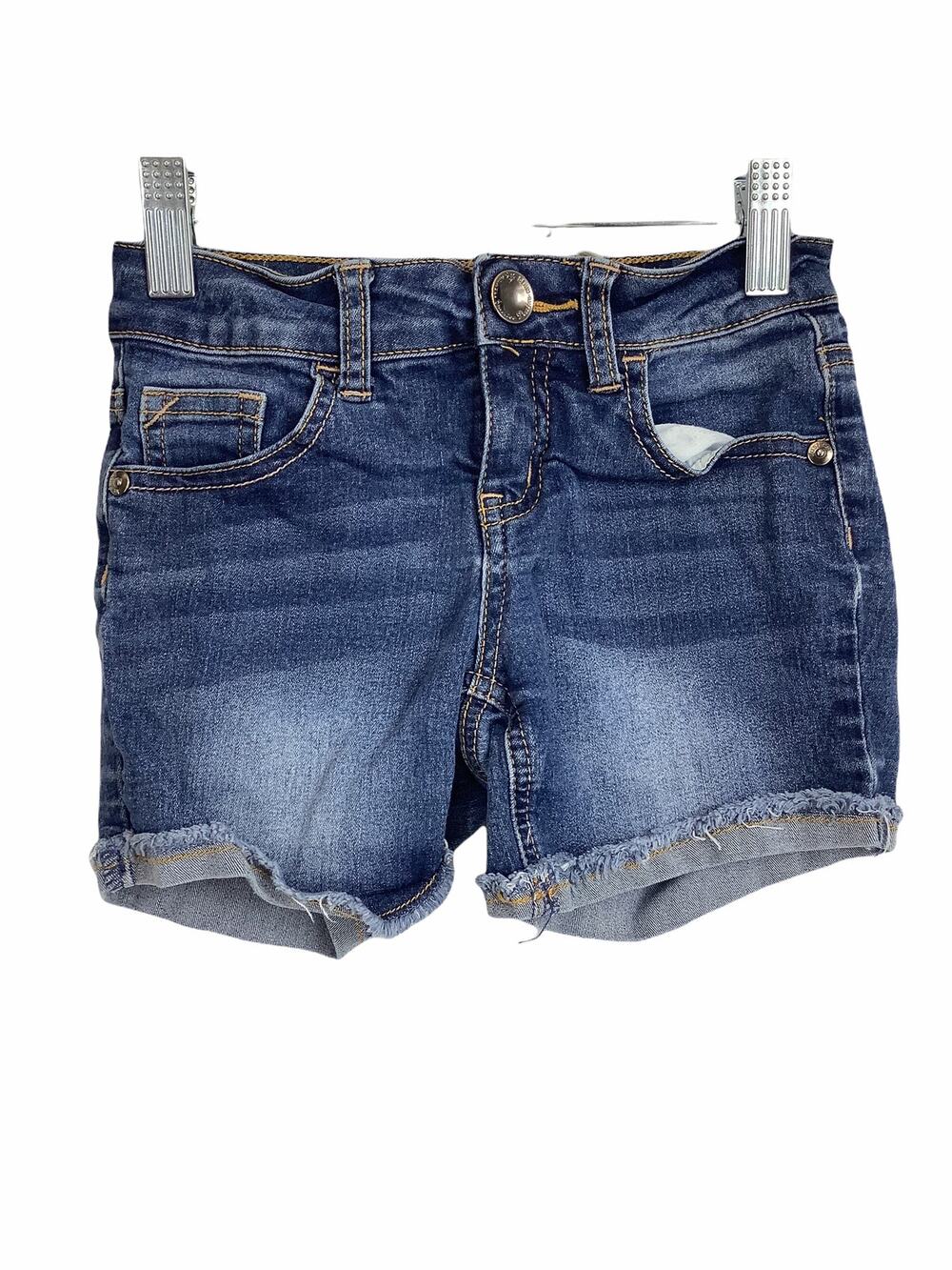 Justice Girl's Faded Dark Wash Blue Denim Jean Shorts Kid's Youth Size 7